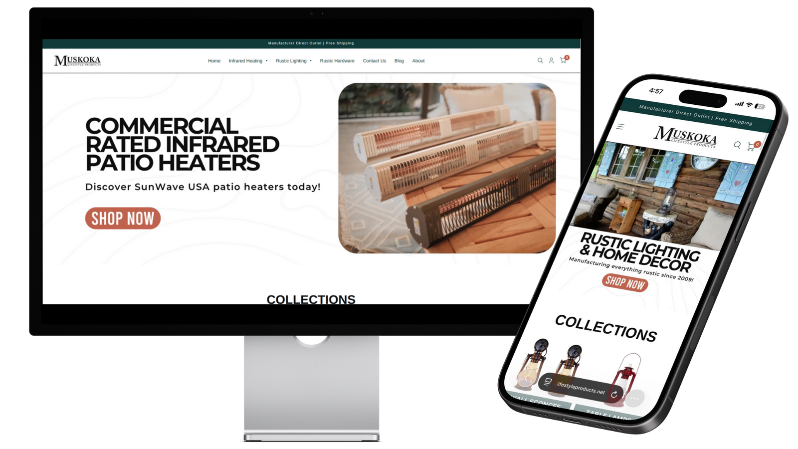 mockup of muskoka lifestyle products website